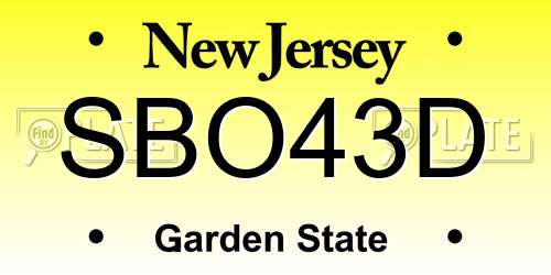 SBO43D New Jersey License Plate