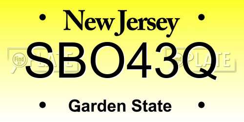 SBO43Q New Jersey License Plate