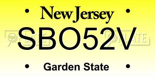 SBO52V New Jersey License Plate