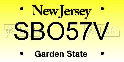 SBO57V New Jersey License Plate