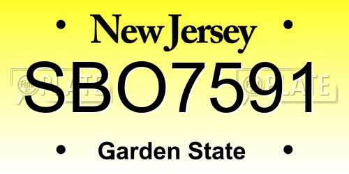 SBO7591 New Jersey License Plate