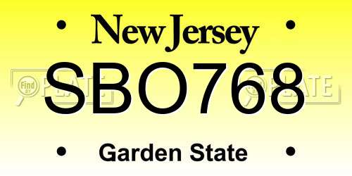 SBO768 New Jersey License Plate