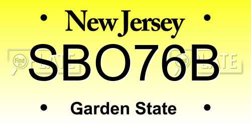 SBO76B New Jersey License Plate