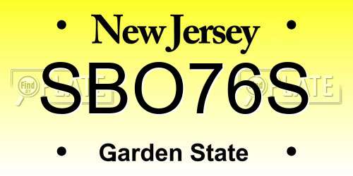 SBO76S New Jersey License Plate