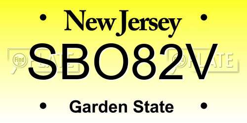 SBO82V New Jersey License Plate