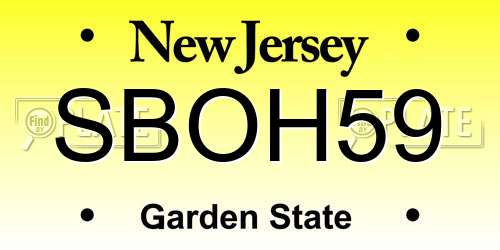 SBOH59 New Jersey License Plate