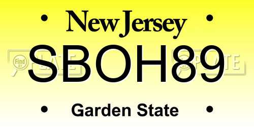 SBOH89 New Jersey License Plate