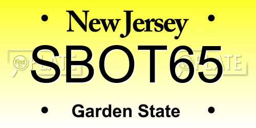 SBOT65 New Jersey License Plate
