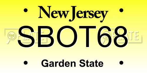 SBOT68 New Jersey License Plate
