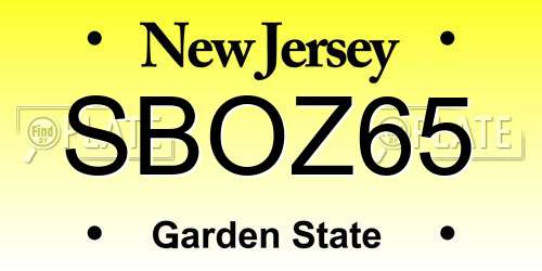 SBOZ65 New Jersey License Plate