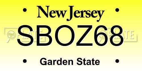 SBOZ68 New Jersey License Plate