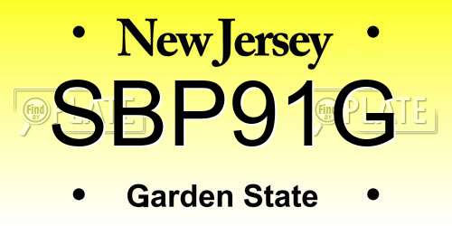 SBP91G New Jersey License Plate