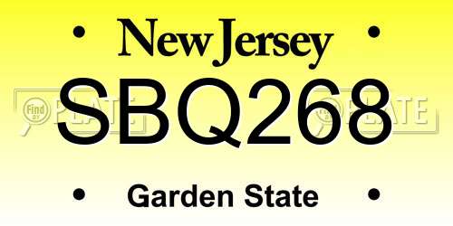 SBQ268 New Jersey License Plate