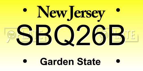 SBQ26B New Jersey License Plate