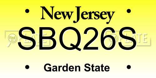 SBQ26S New Jersey License Plate