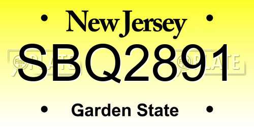 SBQ2891 New Jersey License Plate