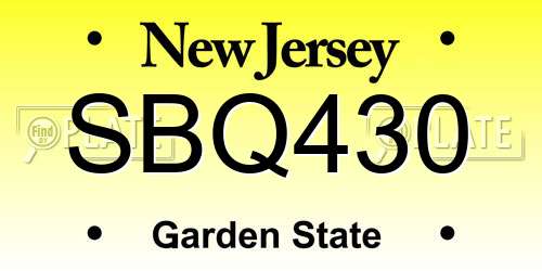 SBQ430 New Jersey License Plate