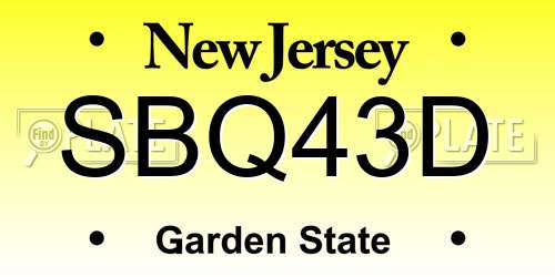 SBQ43D New Jersey License Plate