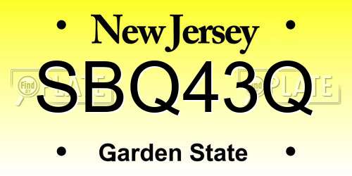 SBQ43Q New Jersey License Plate