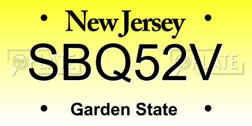 SBQ52V New Jersey License Plate