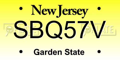 SBQ57V New Jersey License Plate