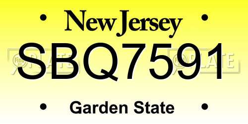 SBQ7591 New Jersey License Plate