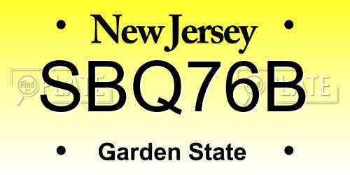 SBQ76B New Jersey License Plate