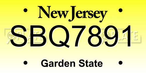 SBQ7891 New Jersey License Plate