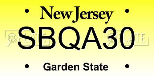 SBQA30 New Jersey License Plate