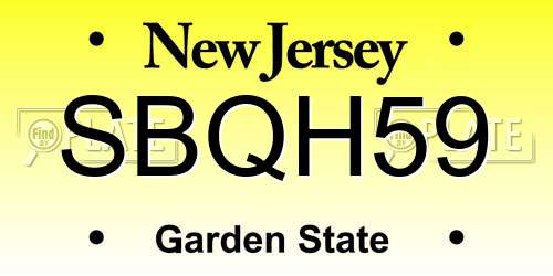 SBQH59 New Jersey License Plate