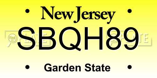 SBQH89 New Jersey License Plate