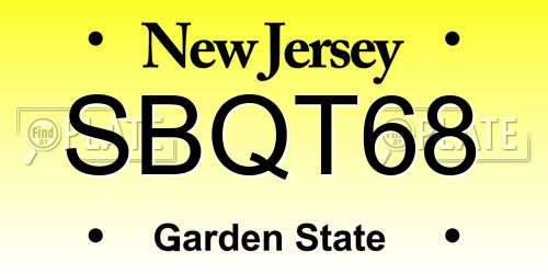 SBQT68 New Jersey License Plate