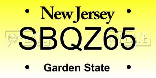 SBQZ65 New Jersey License Plate