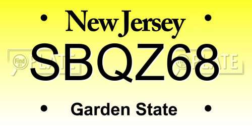 SBQZ68 New Jersey License Plate