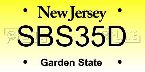SBS35D New Jersey License Plate