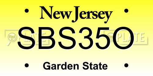 SBS35O New Jersey License Plate