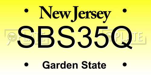 SBS35Q New Jersey License Plate