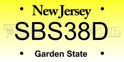 SBS38D New Jersey License Plate