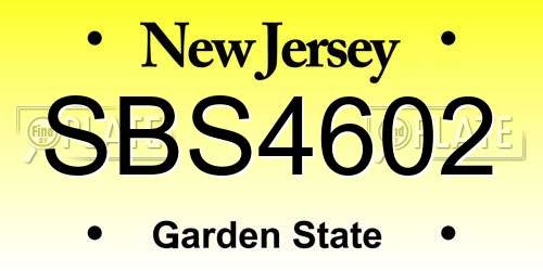 SBS4602 New Jersey License Plate