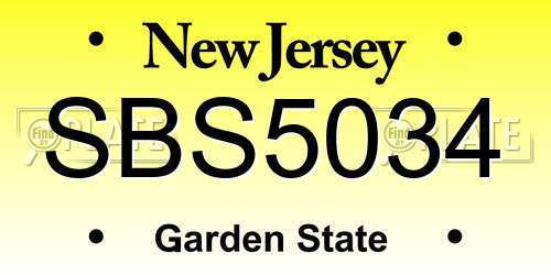 SBS5034 New Jersey License Plate