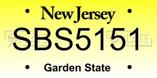 SBS5151 New Jersey License Plate