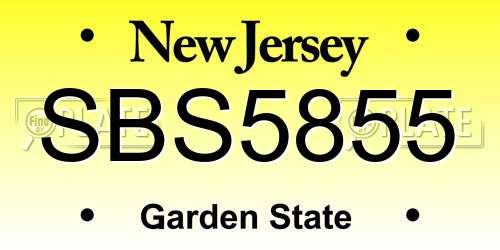 SBS5855 New Jersey License Plate