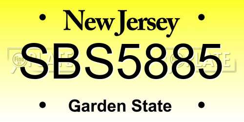 SBS5885 New Jersey License Plate