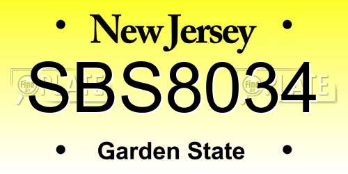 SBS8034 New Jersey License Plate