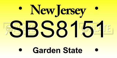 SBS8151 New Jersey License Plate