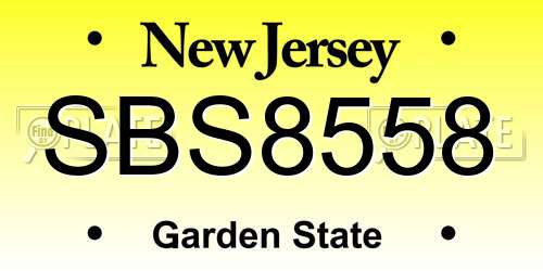 SBS8558 New Jersey License Plate