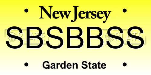 SBSBBSS New Jersey License Plate