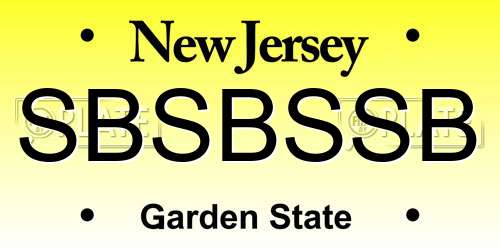 SBSBSSB New Jersey License Plate