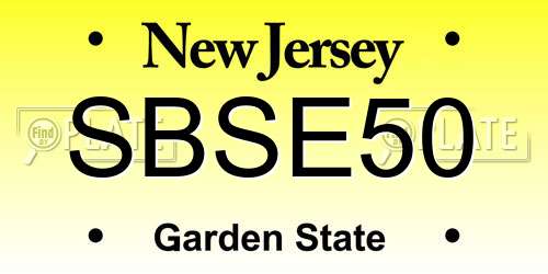 SBSE50 New Jersey License Plate