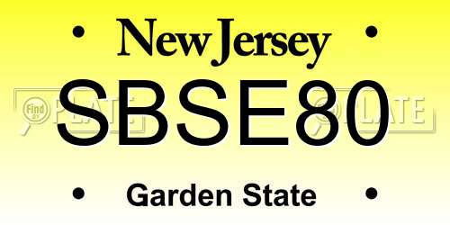 SBSE80 New Jersey License Plate